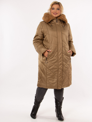  Женская Пальто женское зимнее Mishele - Цвет Охра от интернет-магазина женской одежды МегаТренд. Пальто женское зимнее Mishele - Цвет Охра лучшего качества, эксклюзивные предложения и акции, доставка во все регионы России